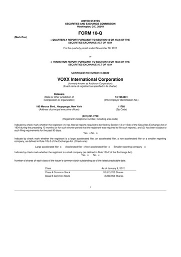 Thumbnail Voxx International
 10-Q Quarterly Report FY2012 