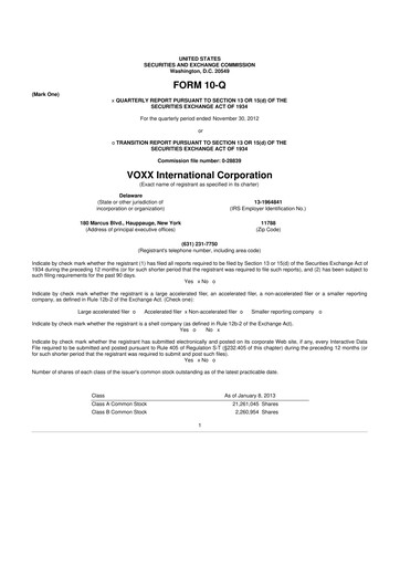 Thumbnail Voxx International
 10-Q Quarterly Report FY2013 