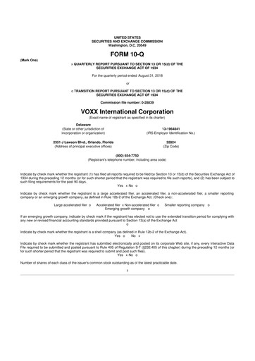 Thumbnail Voxx International
 10-Q Quarterly Report FY2019 