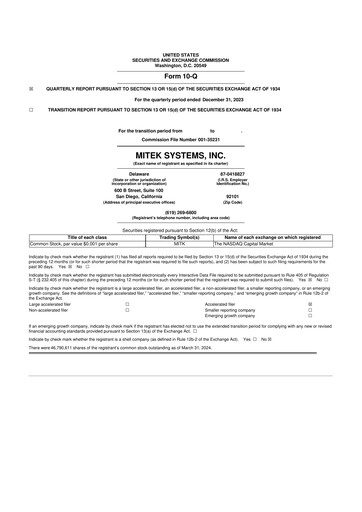 Thumbnail Mitek Systems
 10-Q Quarterly Report FY2024 