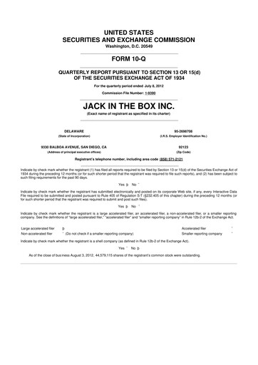 Vorschaubild Jack in the Box
 10-Q Quartalsbericht 2012 