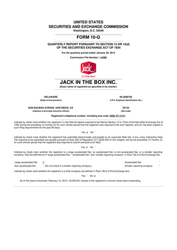 Vorschaubild Jack in the Box
 10-Q Quartalsbericht 2013 