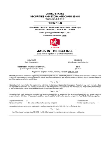 Vorschaubild Jack in the Box
 10-Q Quartalsbericht 2013 
