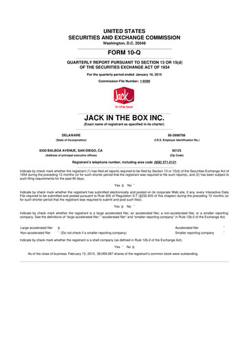Vorschaubild Jack in the Box
 10-Q Quartalsbericht 2015 