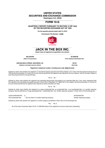Vorschaubild Jack in the Box
 10-Q Quartalsbericht 2015 