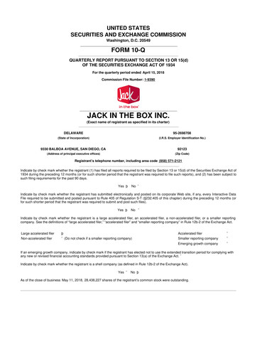 Vorschaubild Jack in the Box
 10-Q Quartalsbericht 2018 