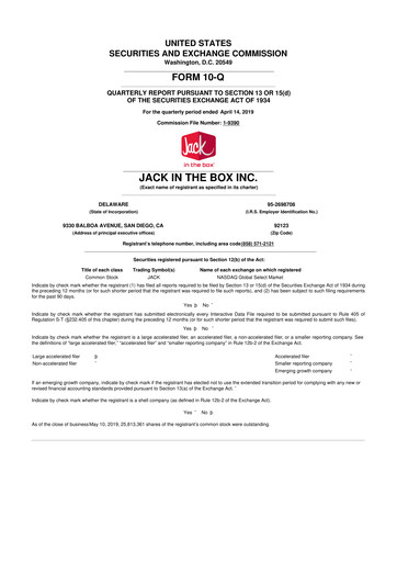 Vorschaubild Jack in the Box
 10-Q Quartalsbericht 2019 