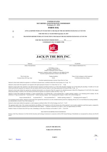 Thumbnail Jack in the Box
 10-K Annual Report 2019
