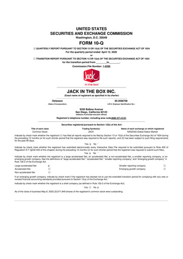 Vorschaubild Jack in the Box
 10-Q Quartalsbericht 2020 