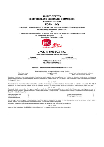 Vorschaubild Jack in the Box
 10-Q Quartalsbericht 2022 