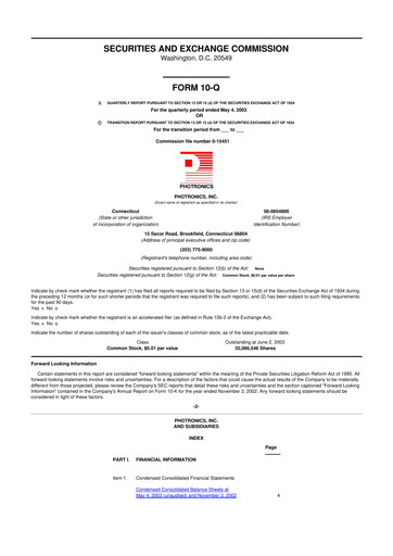 Thumbnail Photronics 10-Q Quarterly Report FY 