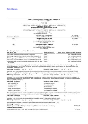Thumbnail CMS Energy
 10-Q Quarterly Report FY2019 