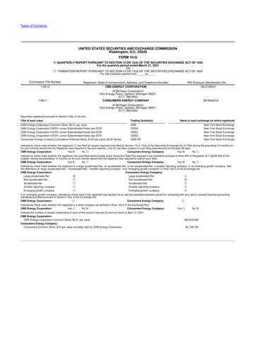 Thumbnail CMS Energy
 10-Q Quarterly Report FY2021 