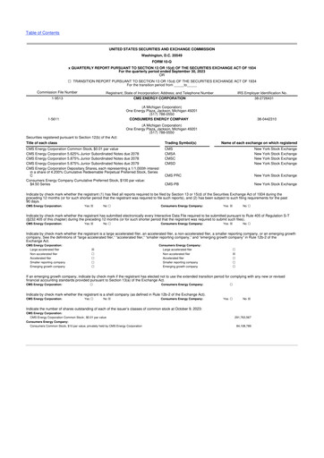 Thumbnail CMS Energy
 10-Q Quarterly Report FY2023 