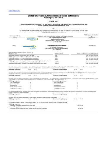 Thumbnail CMS Energy
 10-Q Quarterly Report FY2025 