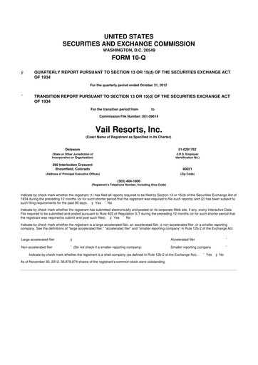 Thumbnail Vail Resorts
 10-Q Quarterly Report FY2013 