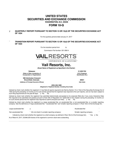 Thumbnail Vail Resorts
 10-Q Quarterly Report FY2017 