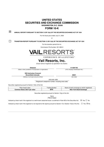 Thumbnail Vail Resorts
 10-K Annual Report 2026