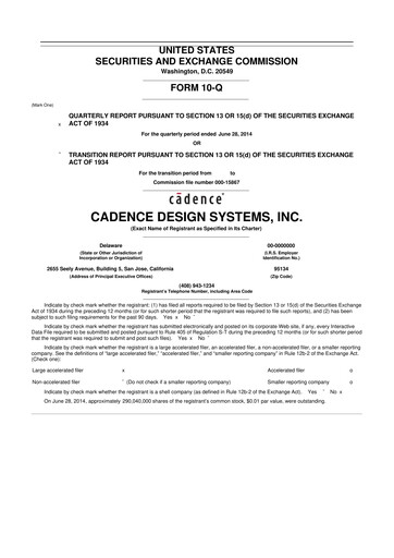 Thumbnail Cadence Design Systems 10-Q Quarterly Report FY2014 