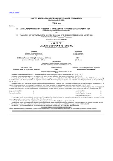 Thumbnail Cadence Design Systems 10-K Annual Report 2019