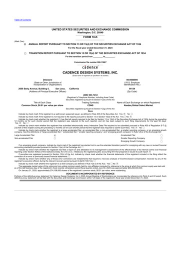 Thumbnail Cadence Design Systems 10-K Annual Report 2024