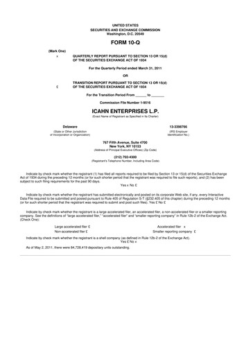 Thumbnail Icahn Enterprises
 10-Q Quarterly Report FY 