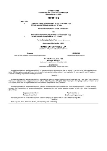 Thumbnail Icahn Enterprises
 10-Q Quarterly Report FY2011 