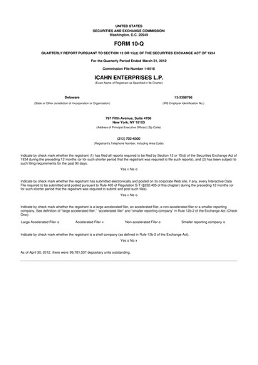 Thumbnail Icahn Enterprises
 10-Q Quarterly Report FY2012 