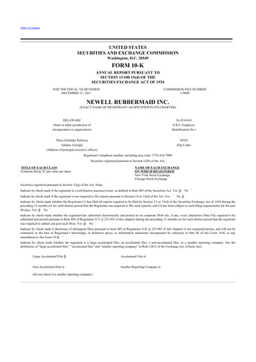 Thumbnail Newell Brands
 10-K Annual Report 2011