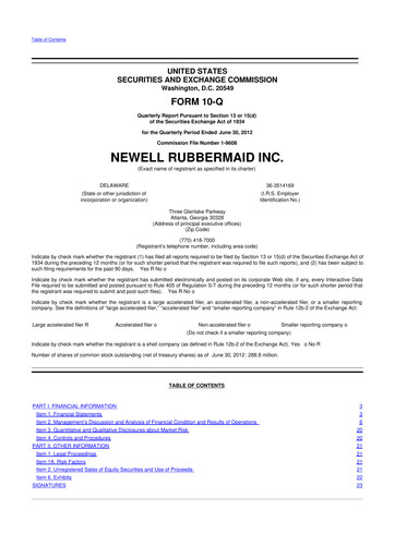 Thumbnail Newell Brands
 10-Q Quarterly Report FY2012 