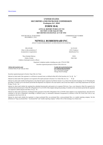 Thumbnail Newell Brands
 10-K Annual Report 2012