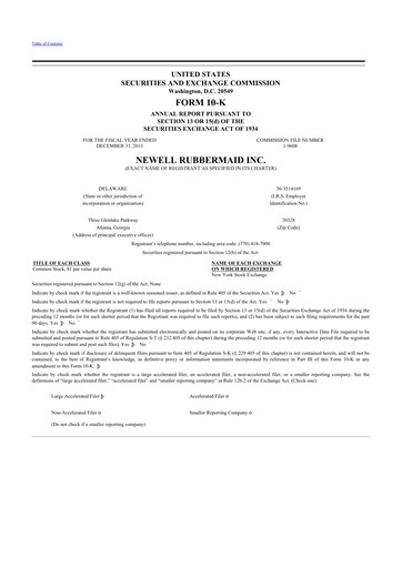 Thumbnail Newell Brands
 10-K Annual Report 2013