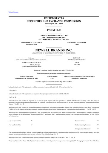 Thumbnail Newell Brands
 10-K Annual Report 2019