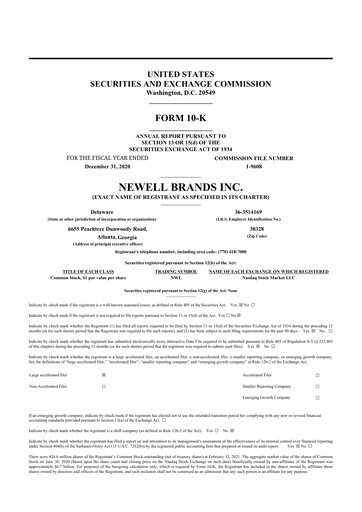 Thumbnail Newell Brands
 10-K Annual Report 2020