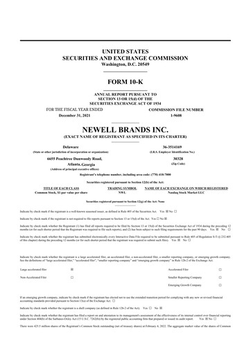 Thumbnail Newell Brands
 10-K Annual Report 2021