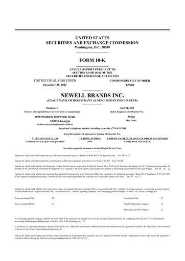 Thumbnail Newell Brands
 10-K Annual Report 2022