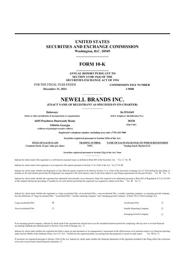 Thumbnail Newell Brands
 10-K Annual Report 2024
