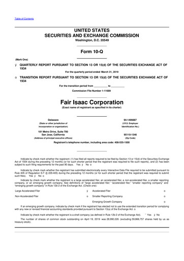 Thumbnail Fair Isaac (FICO) 10-Q Quarterly Report FY2019 
