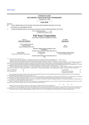 Thumbnail Fair Isaac (FICO) 10-K Annual Report 2023
