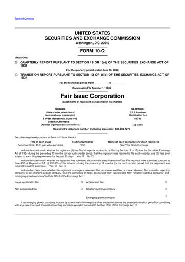 Thumbnail Fair Isaac (FICO) 10-Q Quarterly Report FY2026 