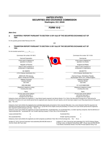 Thumbnail Carnival Corporation 10-Q Quarterly Report FY 