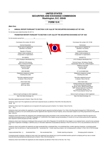 Thumbnail Carnival Corporation 10-K Annual Report 