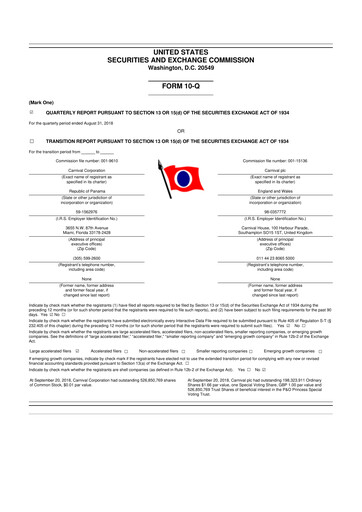 Thumbnail Carnival Corporation 10-Q Quarterly Report FY 