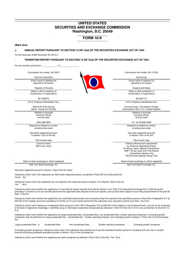 Thumbnail Carnival Corporation 10-K Annual Report 
