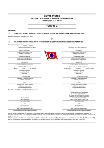Thumbnail Carnival Corporation 10-Q Quarterly Report FY 