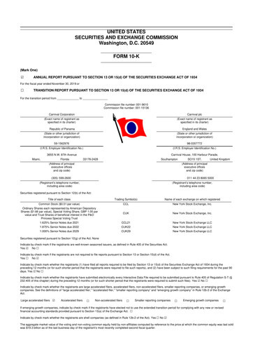Thumbnail Carnival Corporation 10-K Annual Report 