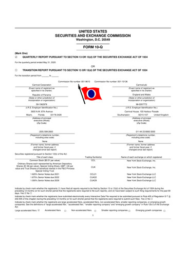 Thumbnail Carnival Corporation 10-Q Quarterly Report FY 