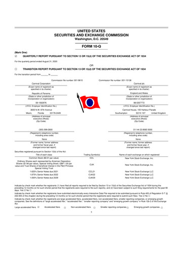 Thumbnail Carnival Corporation 10-Q Quarterly Report FY 