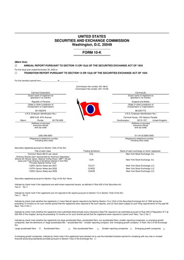 Thumbnail Carnival Corporation 10-K Annual Report 