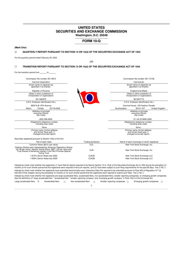 Thumbnail Carnival Corporation 10-Q Quarterly Report FY 